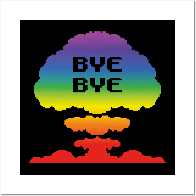 Mushroom Cloud (rainbow, pixellated) Wall Art by GraphicGibbon